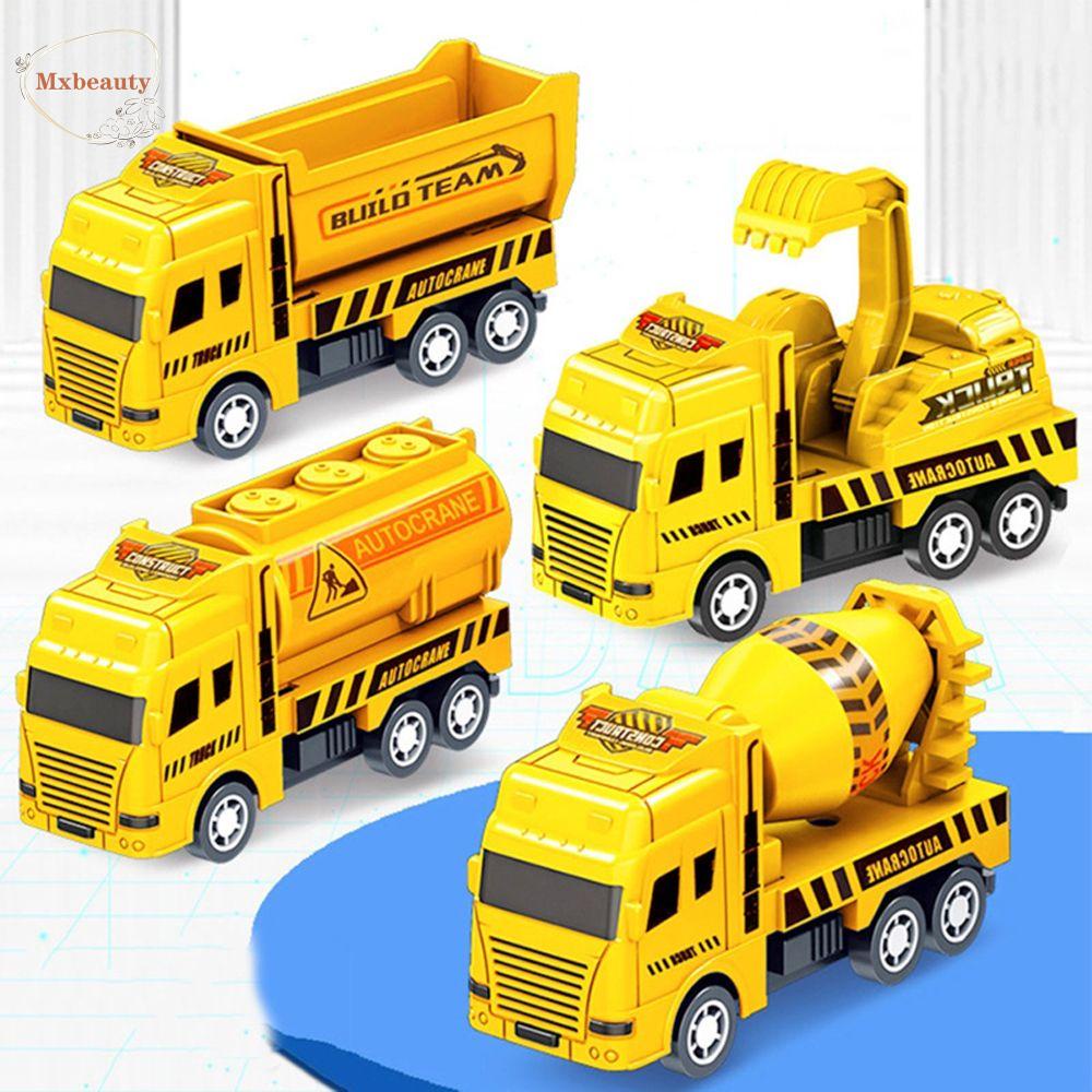 Mxbeauty Friction Powered Car Toys Puzzle Kreatif Bayi Tarik Kendaraan Model Teknik Konstruksi Excavator Anak Laki-Laki Kendaraan Carrier Mainan Teknik Mainan Kendaraan Teknik