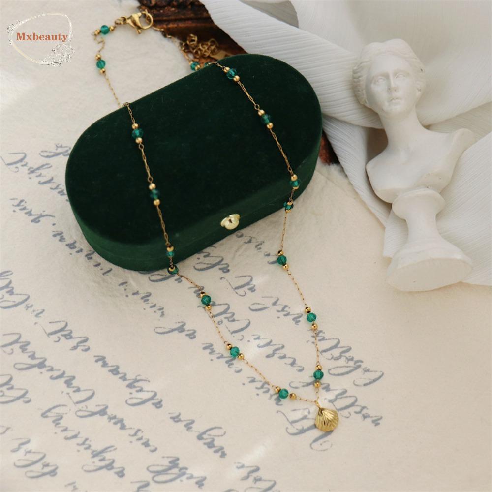 Mxbeauty Kalung Wanita Trendy Manik Pesta Menawan Retro Kristal Gaya Korea Necklace