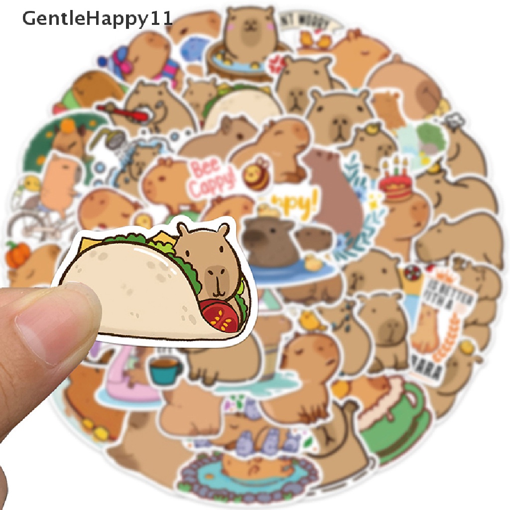 Gentlehappy 50Pcs Set Stiker Capybara Lucu Untuk Hadiah Laptop, Gitar, Scrapbook Dan Jurnal id