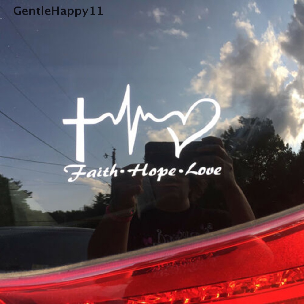 Gentlehappy Faith Hope Love Vinyl Stiker Mobil Kartun Yesus Kristen Religiou Simbol Alkitab id