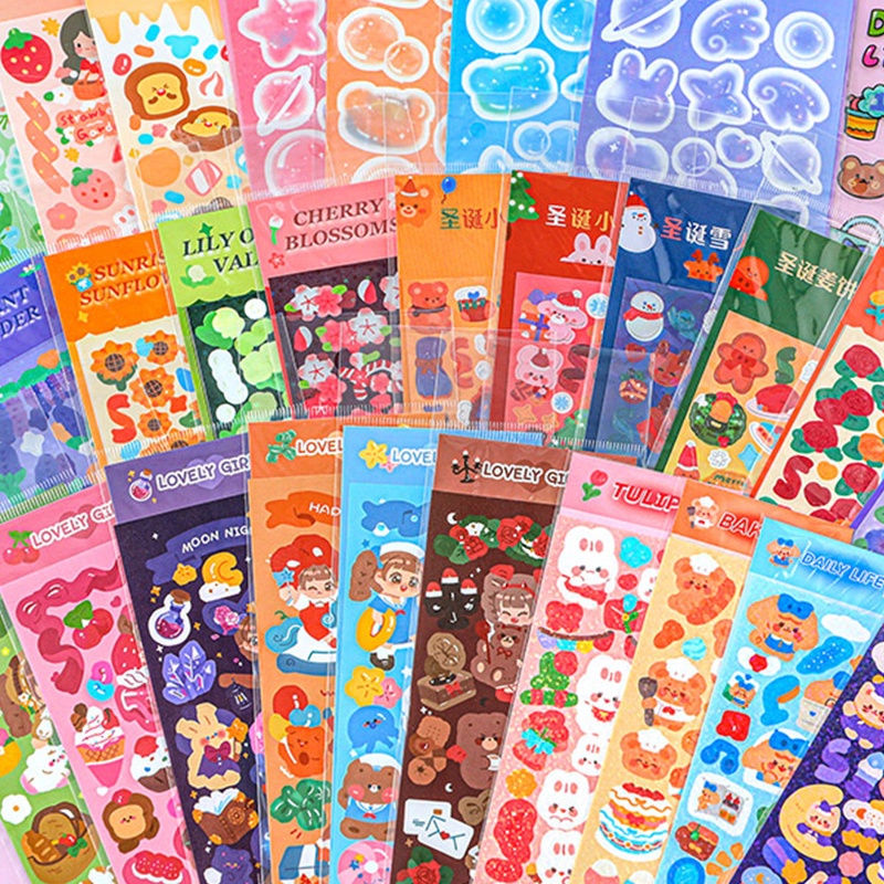 66pcs Set Stiker Guka Cream Gum Kartun Kreatif Kaleng Anak Bahan Scrapbook Stiker