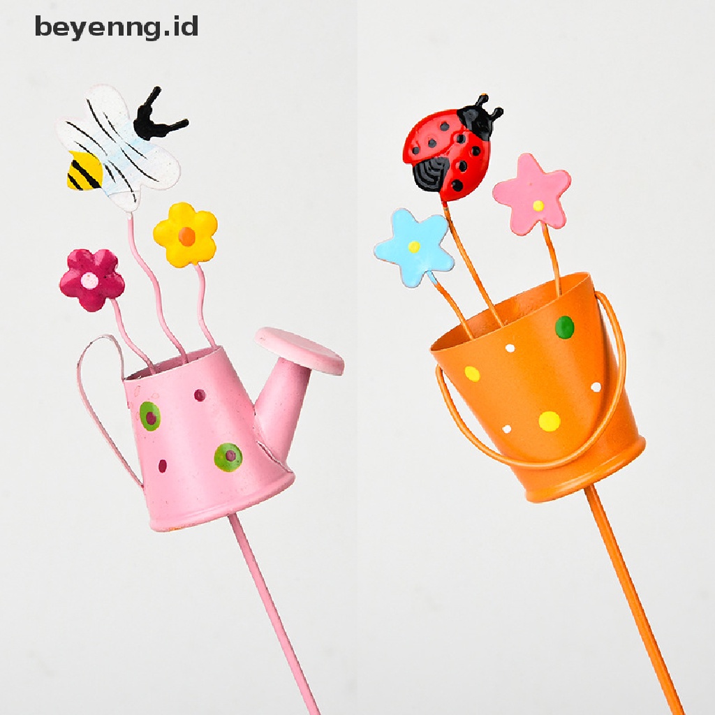 Beyen1per2 /4/5PCS Fairy Garden Picks Garden Pot Bunga Hias Taman Kerajinan Tangan Logam Decor ID