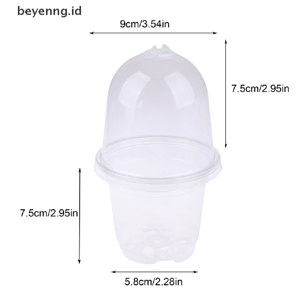 Beyen 5Pcs Pot Pembibitan Tanaman Plastik Transparan PET Seed Stater Cups with Cover ID