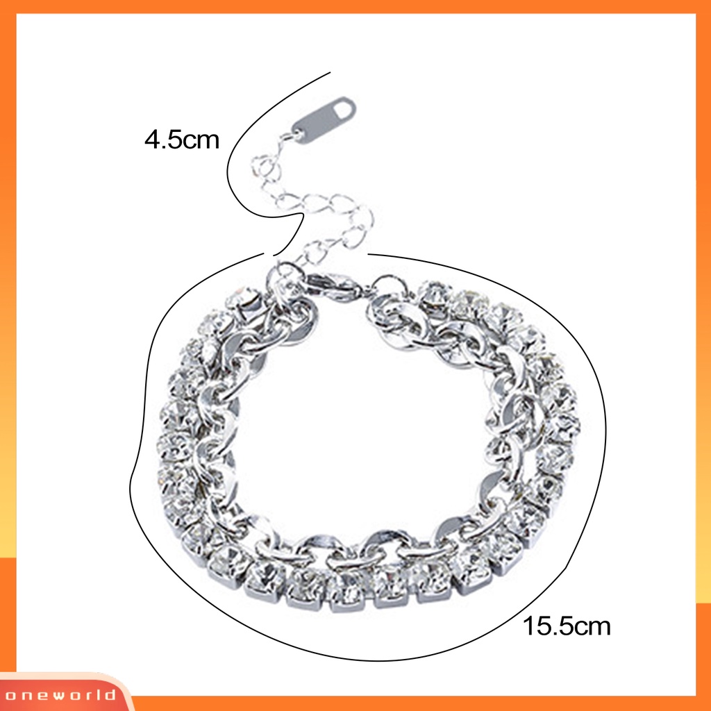 [ONE] Wanita Gelang Kepribadian Adjustable Double Layer Cubic Zirconia Electroplating Menghias Anti Karat Tarnish Free Dainty Chain Bracelet Perhiasan Aksesori