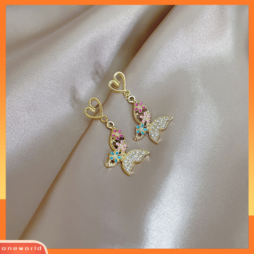 [EONE] 1pasang Anting Stud Desain Pengadilan Kerajaan Yang Indah Berkilau Tinggi Hias Pola Geometris Dress Up Aksesori Perancis Retro Kupu-Kupu Menjuntai Anting Untuk Pacaran