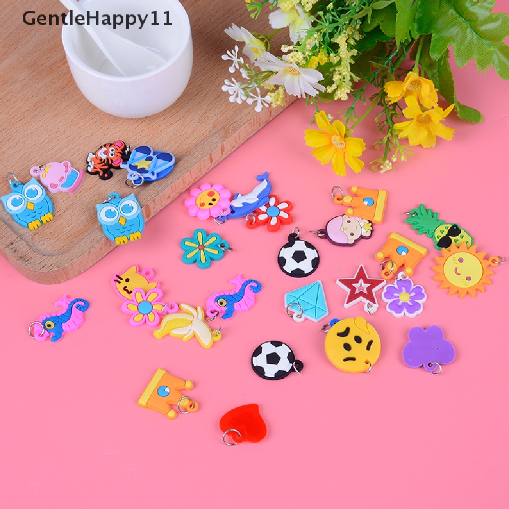 Gentlehappy 30 Pcs diy Kartun Warna-Warni Hewan Bunga Manik-Manik Liontin Membuat Manik-Manik Mainan  Id