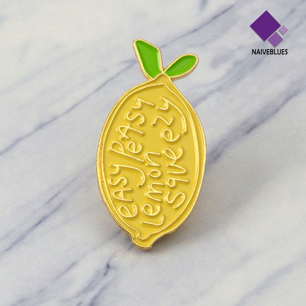 &lt; Naiveblues &gt; Bros Pin Perhiasan Bentuk Lemon Gaya Enamel Bros Huruf Lemon Untuk Pesta