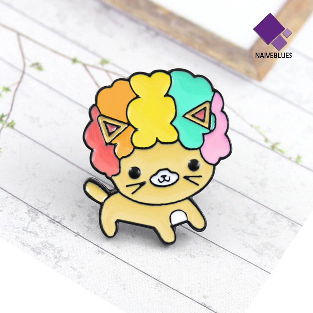 &lt; Naiveblues &gt; Rambut Keriting Kartun Anjing Enamel Bros Pin Jaket Kerah Ransel