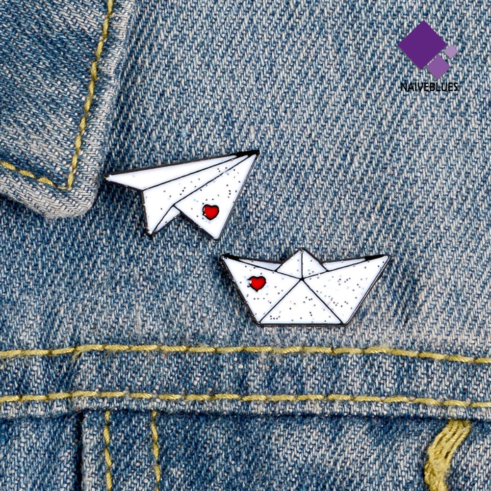 &lt; Naiveblues &gt; Unisex Origami Kapal Pesawat Enamel Bros Pin Tas Lencana Teman