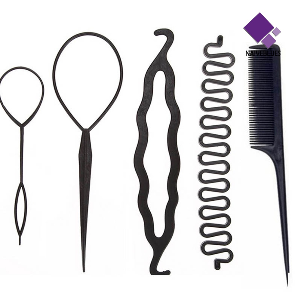 &lt; Naiveblues &gt; 5Pcs Wanita Tarik Rambut Kait Jarum Stik Coil Sisir Hairstyling