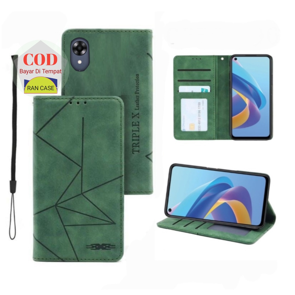 OPPO A17K CPH2471 CASE SARUNG HP DOMPET KULIT FLIP COVER MAGNET TANPA KANCING,KESING BUKA TUTUP