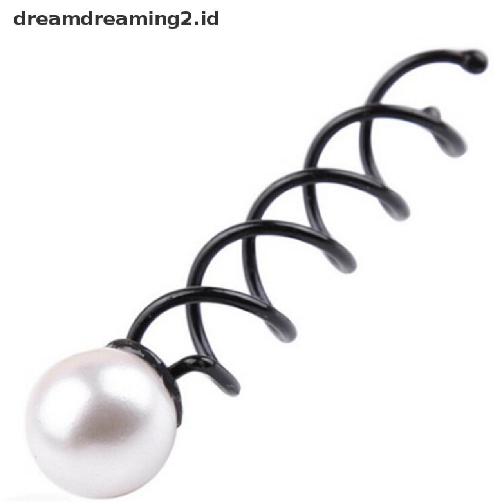 (dream) 3pcs Mutiara Hitam Spiral Spin Sekrup Bobby Pin Jepit Rambut Lady Twist Barrette Sexy//