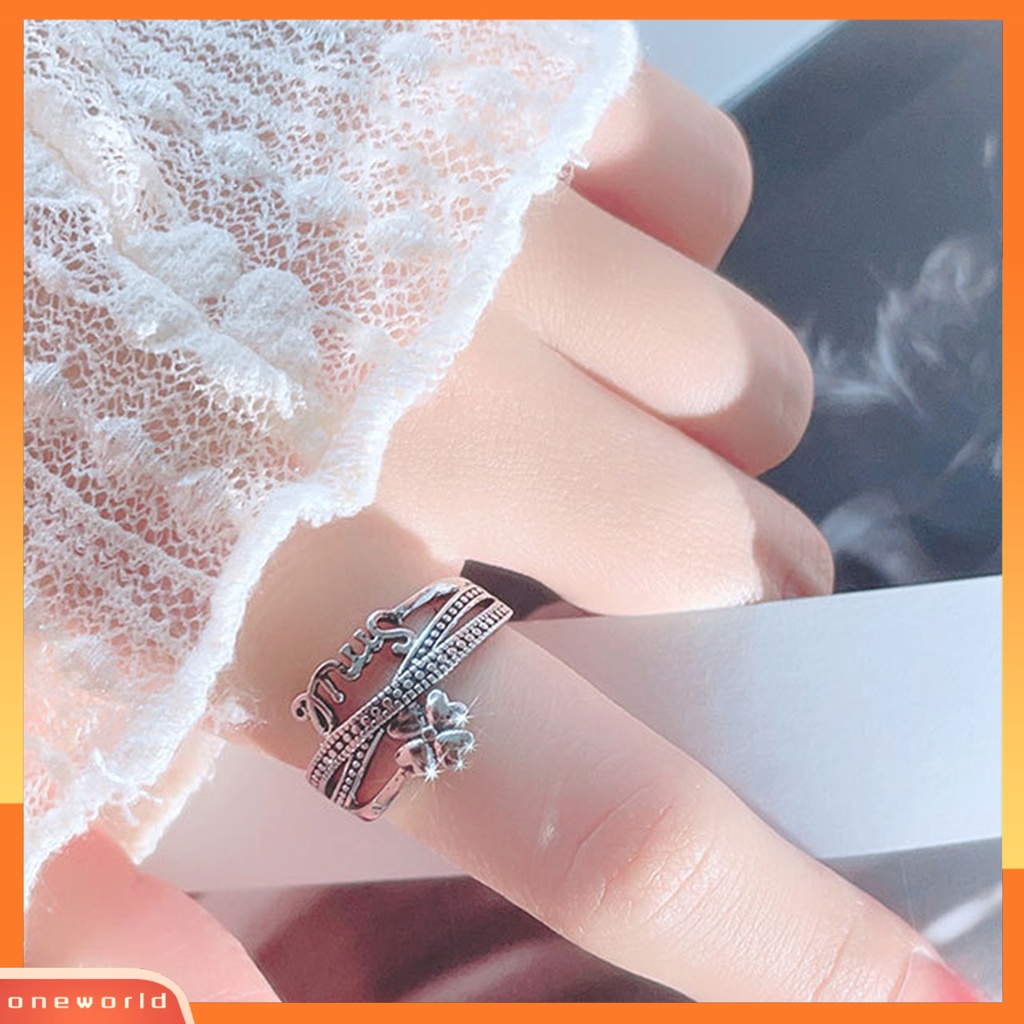 [EONE] Cincin Terbuka Geometris Multi Layer Desain Terbuka Nyaman Dipakai Gaya Salib Dekorasi Sentuhan Kulit Gaya Korea 4daun Semanggi Cincin Perhiasan Fashion