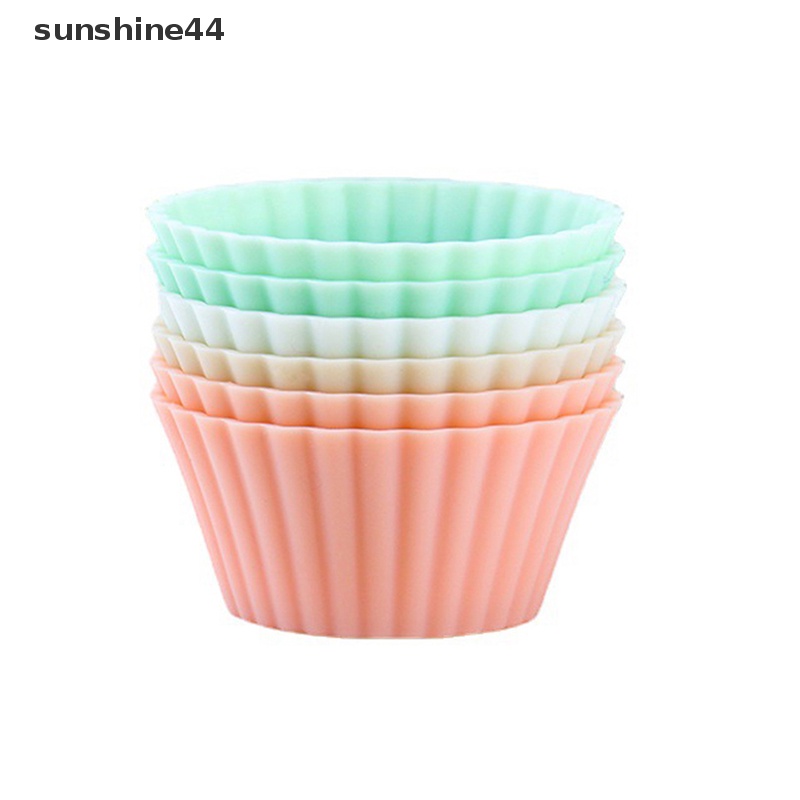 Sunshine 10Pcs/set Cetakan Kue Silikon Berbentuk Bulat Muffin Cup Silicone Mini Cake Cup Alat Dapur Cetakan Kue DIY Cake Decorag Tools ID