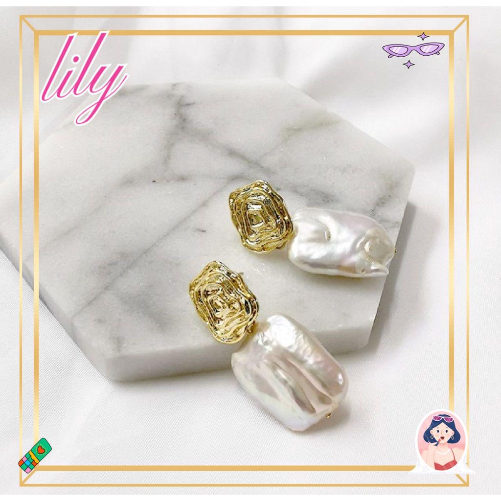 Lily 1pasang Anting Mutiara Baroque Menjuntai Perhiasan Gaya Perancis Untuk Wanita Tidak Teratur