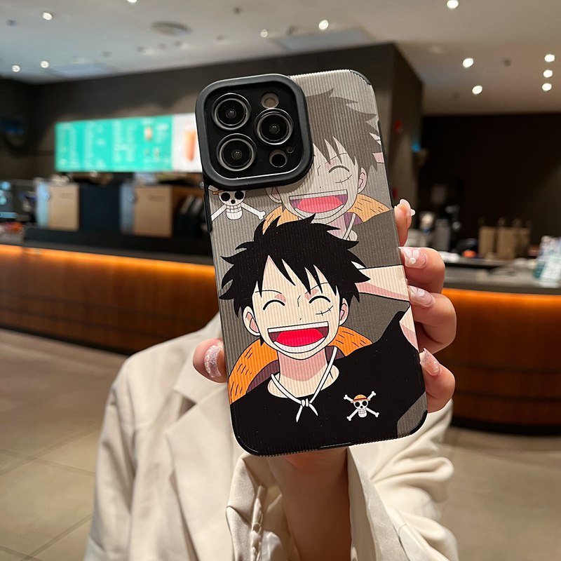 One Piece Smile Luffy Leather Soft Case IP IPhone 7 8 Plus SE 2020 X XR XS Max 11 12 13 14 Pro Max 14 Plus Camera Protect for Man Men's