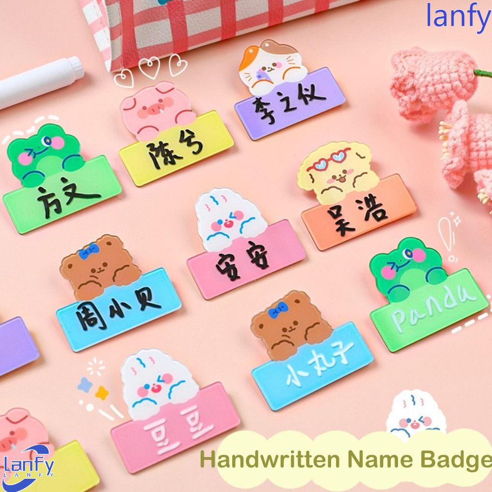 Lanfy Personalized Name Badge Lucu Kartun Siswa Kelas Perlengkapan Anak Untuk Barang ID Tag Badges