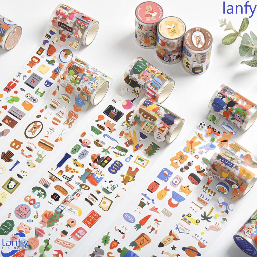 Lanfy Tape Perekat Kawaii Gadis Kantor Sekolah Global Travel Stationery Diary Stiker