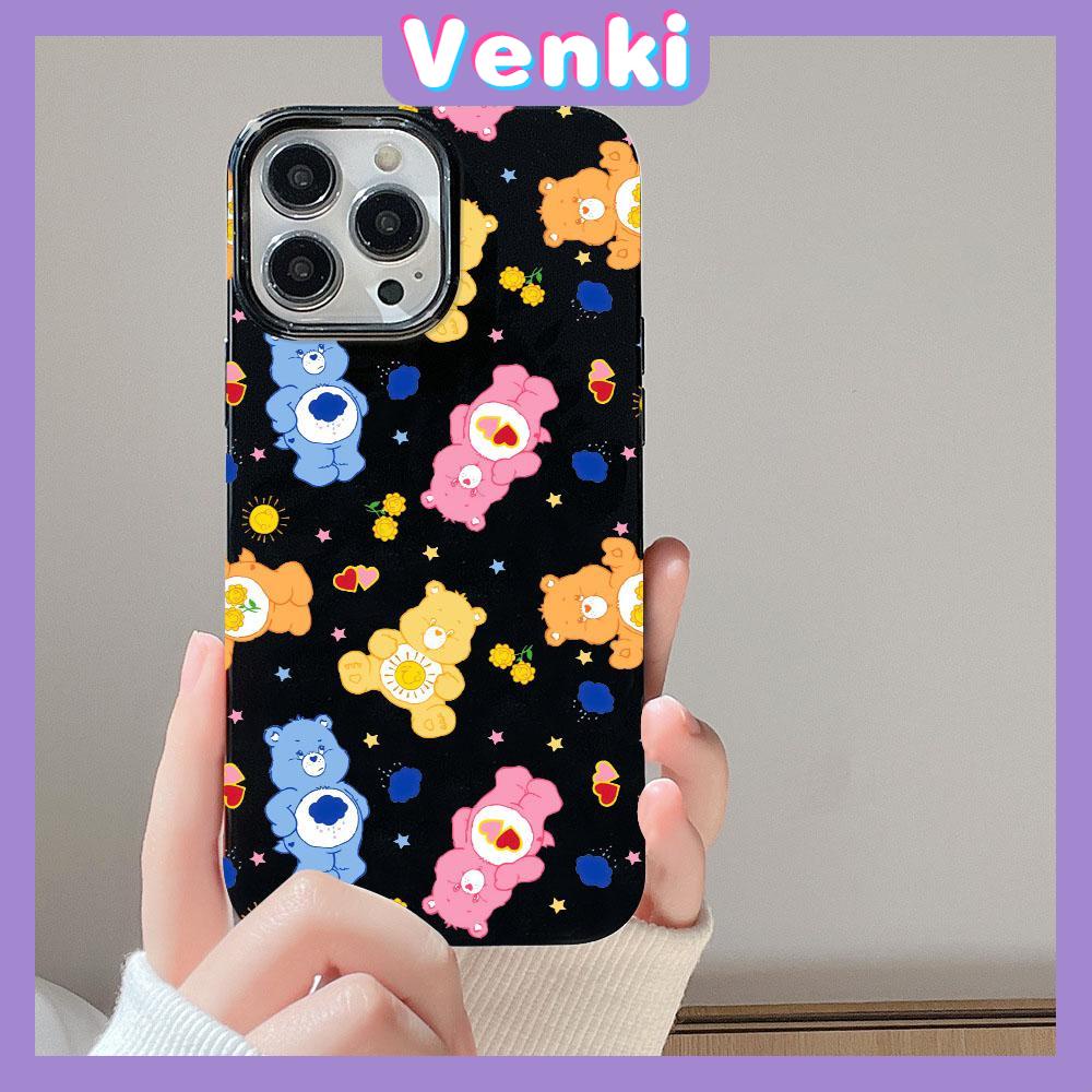 VENKI - For iPhone 14 Pro Max Glossy TPU Phone Soft Case Candy Color Bear Back Camera Protection Shockproof Compatible with iPhone 13 Pro max 12 Pro Max 11 xr xs max 7Plus 8Plus