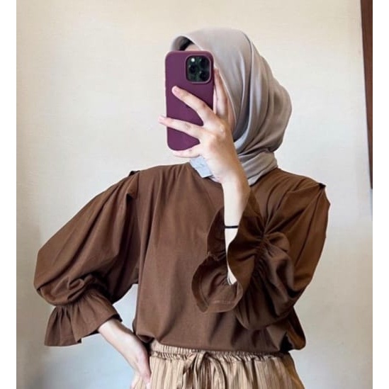 BEFAST - ZEC OOTD WANITA BLOUSE VIO / Gamalia Puffy Hand Top JUMBO / Blouse Polos Formal / Pakaian Kekinian Remaja ABG Trendy / Outfit Wanita Hijab Style Terbaru / Blouse Lengan Panjang