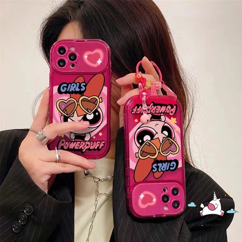 Kartun The Super Girls Cute Snoopy Untuk Oppo A57 A12 A7 A5s A3s A15 A53 A9 A5 A31 A33 2020 A12E A77 A11K A15s A35 A77s Kreatif Flip Make Up Cermin Soft Rose Red Case