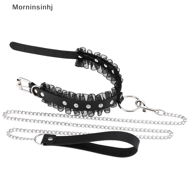 Mornin Kalung Rantai Kulit Harajuku Seksi Untuk Wanita Pria Pasangan Punk Gothic Lingkaran Baru id