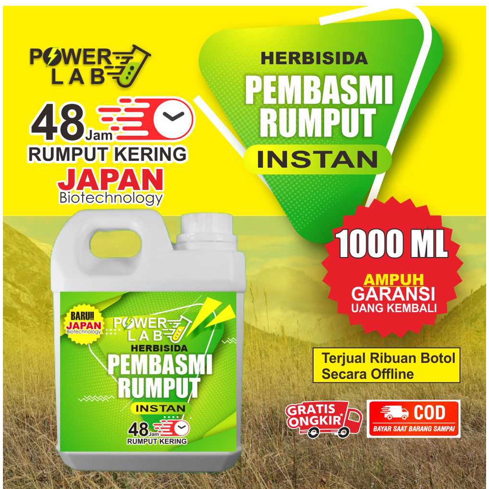 Herbisida Kontak Racun Obat Pembasmi Pembersih Tanaman Rumput liar Gulma Instan Untuk Halaman dan Taman 48 Jam Kering Tanpa Perlu Alat Pemangkas Pemotong Atau Gunting Rumput