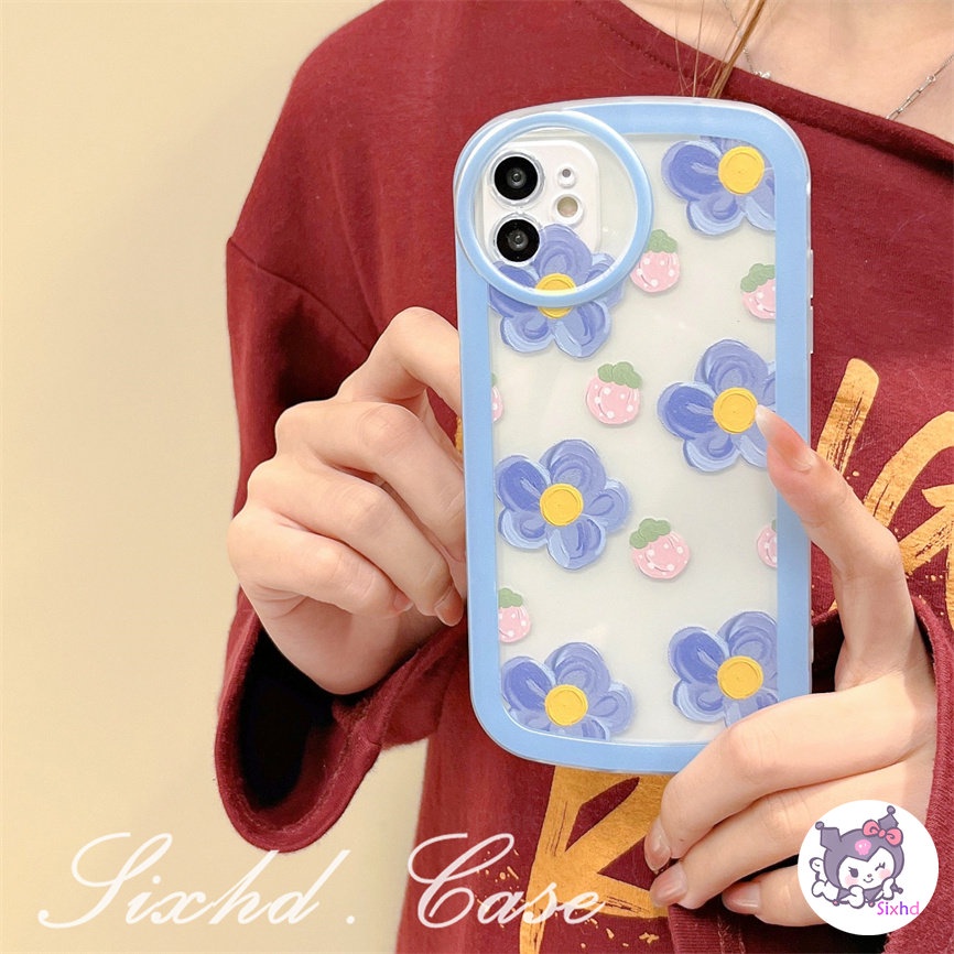 Redmi 12C 10C 10A 10 9C 9T Redmi Note 12 11 11s 10 9 8Pro 9A 9 A1 A1+Xiaomi 11 Lite 12T 11TPro Mi Poco M3 X3Pro NFC Oval Penutup Kamera Ins Fresh Clear Flowers Couple Soft TPU Case