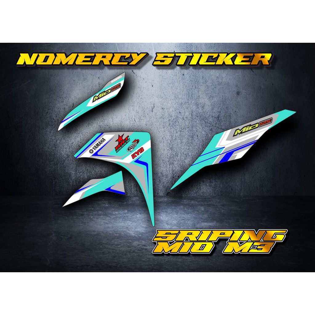 JUAL STICKER STICKER STRIPING VARIASI YAMAHA MIO M3 CUSTOM WARNA BIRU 1.2 NOMERCY STICKER