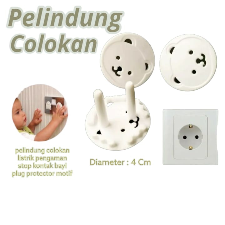 1 Pcs Pelindung Colokan Listrik Pengaman Stop Kontak Bayi Plug Protector Motif