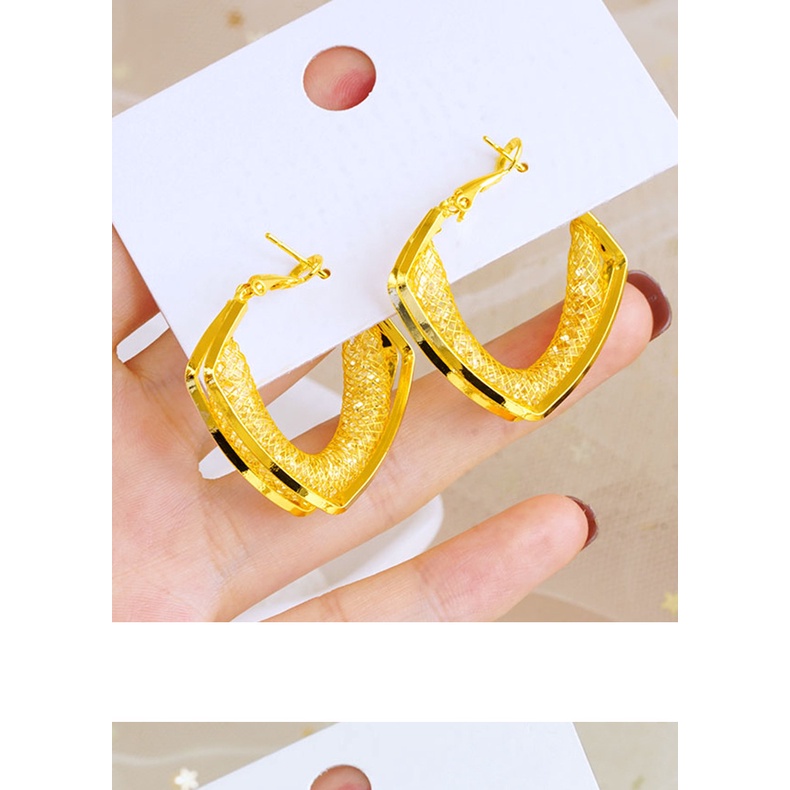 Goldkingdomdom Aksesoris Perhiasan Fashion Ready Stock Anting Vintage Earrings French Tekstur Timbul Perempuan