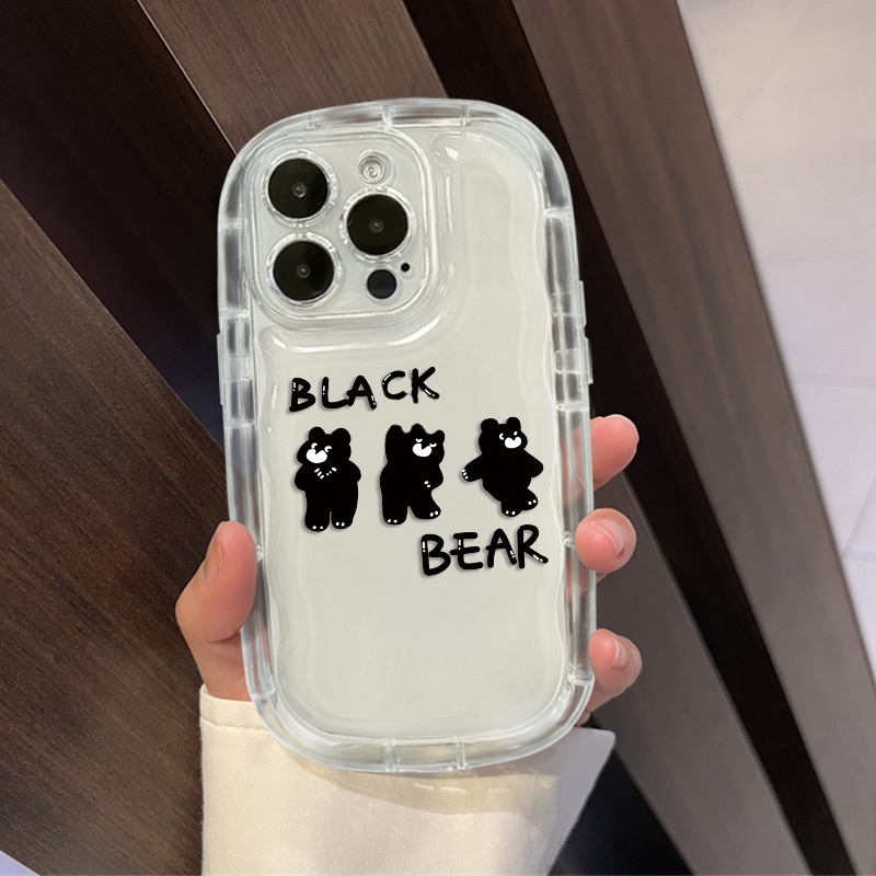 IPHONE Luck Bear Shockproof Case Kompatibel Untuk Casing Ponsel Iphone11 14 13 12 Pro XS Max X XR 7 +8 Plus Cover Silikon TPU Transparan Lembut