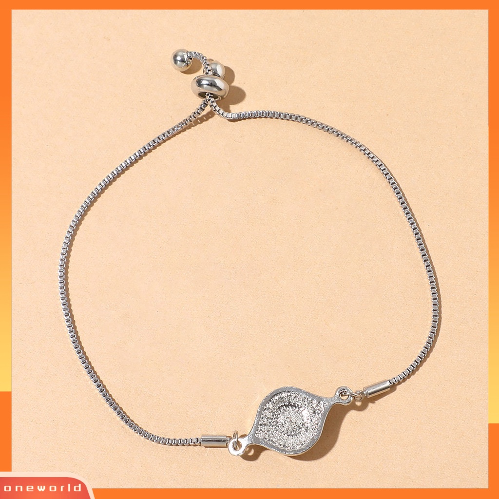 [EONE] Adjustable Halus Unisex Gelang Alloy Berlian Imitasi Bentuk Mata Liontin Rantai Gelang Perhiasan Aksesoris