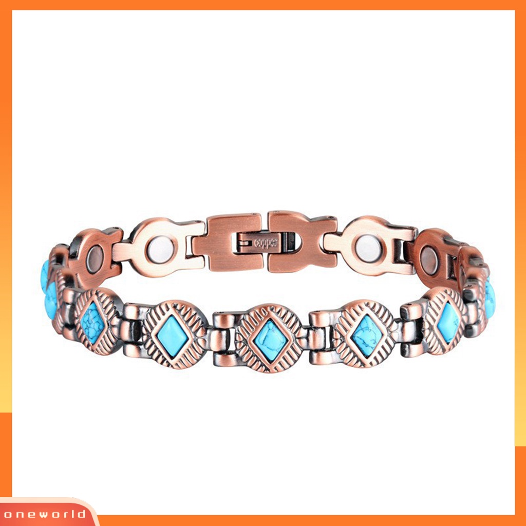 [EONE] Gelang Yoga Gaya Retro Buatan Turquoise Bentuk Belah Ketupat Electroplating Adjustable Hias Colorfast ic Therapy Energy Bracelet Perawatan Kesehatan