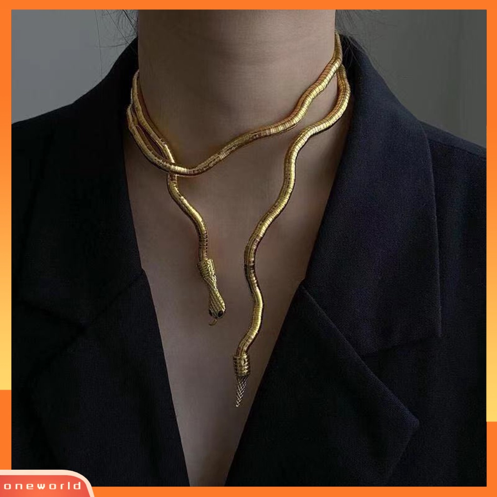 [EONE] Kalung Choker Gaya Barat Electroplating Adjustable Multi-Fungsi Pengerjaan Halus Berdandan Indah Punk Alloy Ular Choker Perhiasan Aksesori