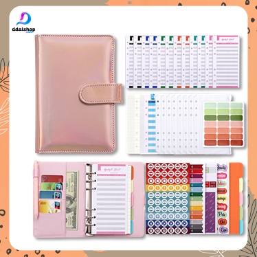 

Binder A6 Polos Glossy Notebook Buku Catatan Agenda PU Leather Budget Planner Organizer Cash