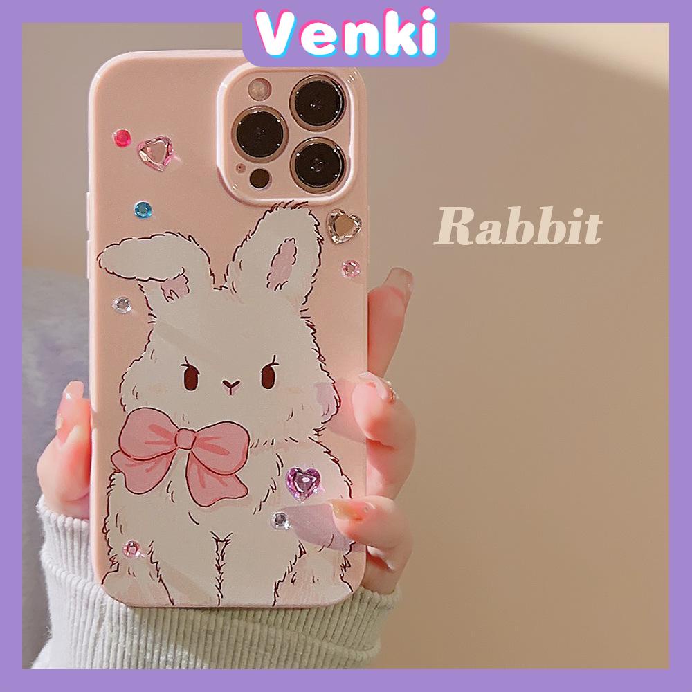 VENKI - For iPhone 11 iPhone Case Cream Glossy Soft Case TPU Shockproof Camera Cover Protection Cute Bunny Compatible with iPhone 14 13 Pro max 12 Pro Max xr xs max 7Plus 8Plus