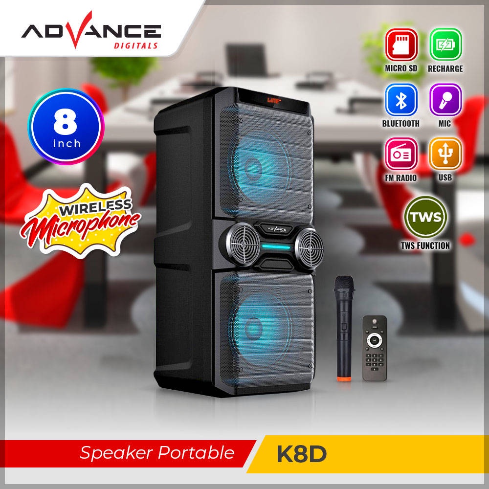 Speaker advance K8D / Speaker ADVANCE 8 Inch Aktif Speaker Bluetooth Portable K8D Garansi Resmi 1 ta