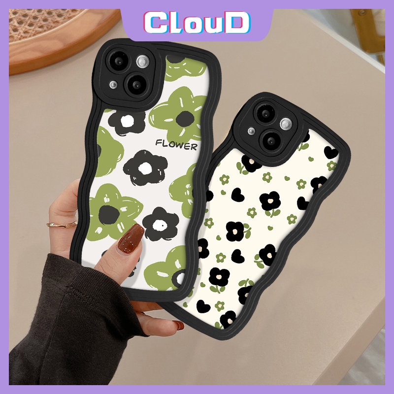 IPHONE Fashion Bunga Segar Casing Ponsel Tpu Lembut Kompatibel Untuk Iphone11 Pro Max7 8 6s 14 6 Plus 7Plus XR 11 14 13 12 Pro Max X XS Max SE 2020 Tepi Bergelombang Floral Back Cover