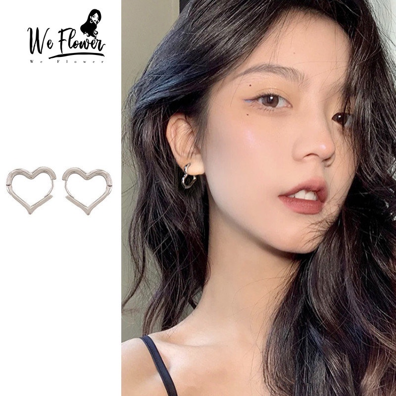 Kami Bunga Ins Trendi s925 Perak Berongga Jantung Hoop Anting-Anting Untuk Wanita Gadis Minimalis Geometris Cinta Anting-Anting Korea Fashion Telinga Perhiasan Hadiah