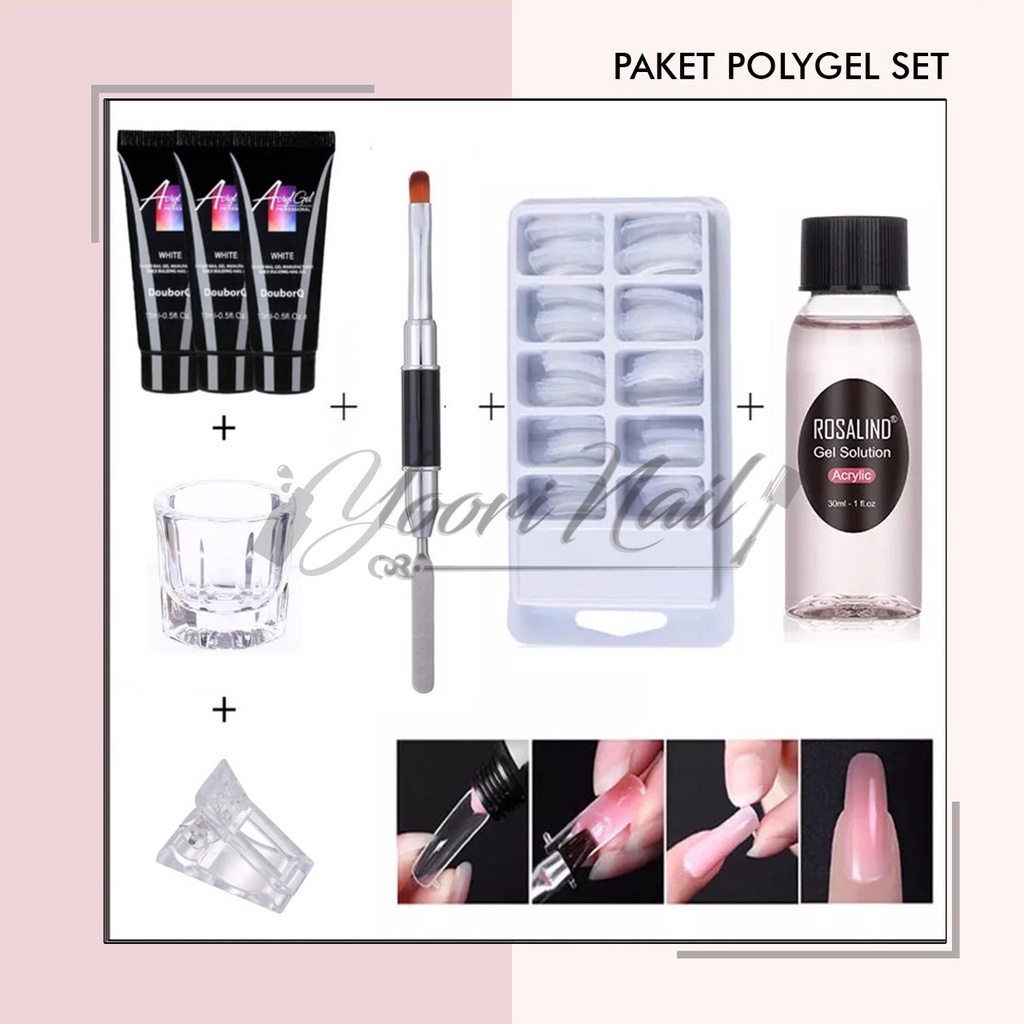 Paket polygel extension nail set paket nail art murah extens poly gel