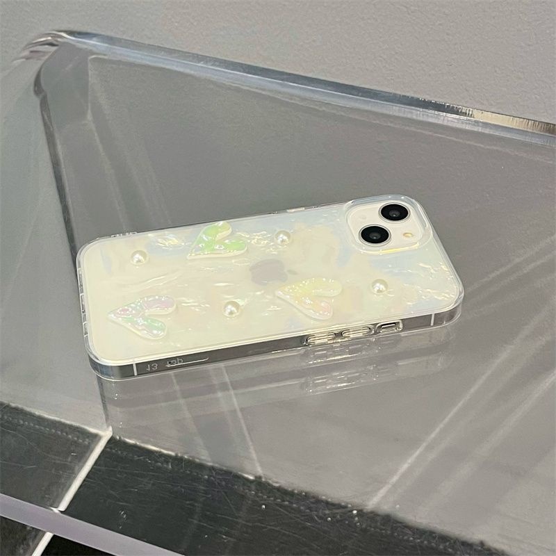 IPHONE Casing Ponsel Desain Irisan Mutiara Tiga Hati Baru Kompatibel Dengan Iphone12 13 14 11 Pro Max X Xs Max Xr Vcxzx