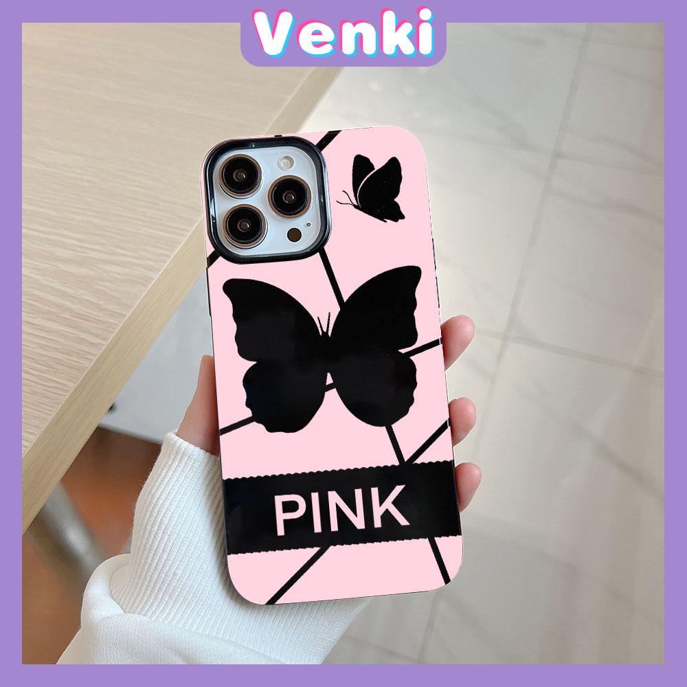 VENKI - For iPhone 11 iPhone Case Black Glossy TPU Soft Case Shockproof Protection Camera Beautiful Butterfly Compatible with iPhone 14 13 Pro max 12 Pro Max xr xs max 7Plus 8Plus