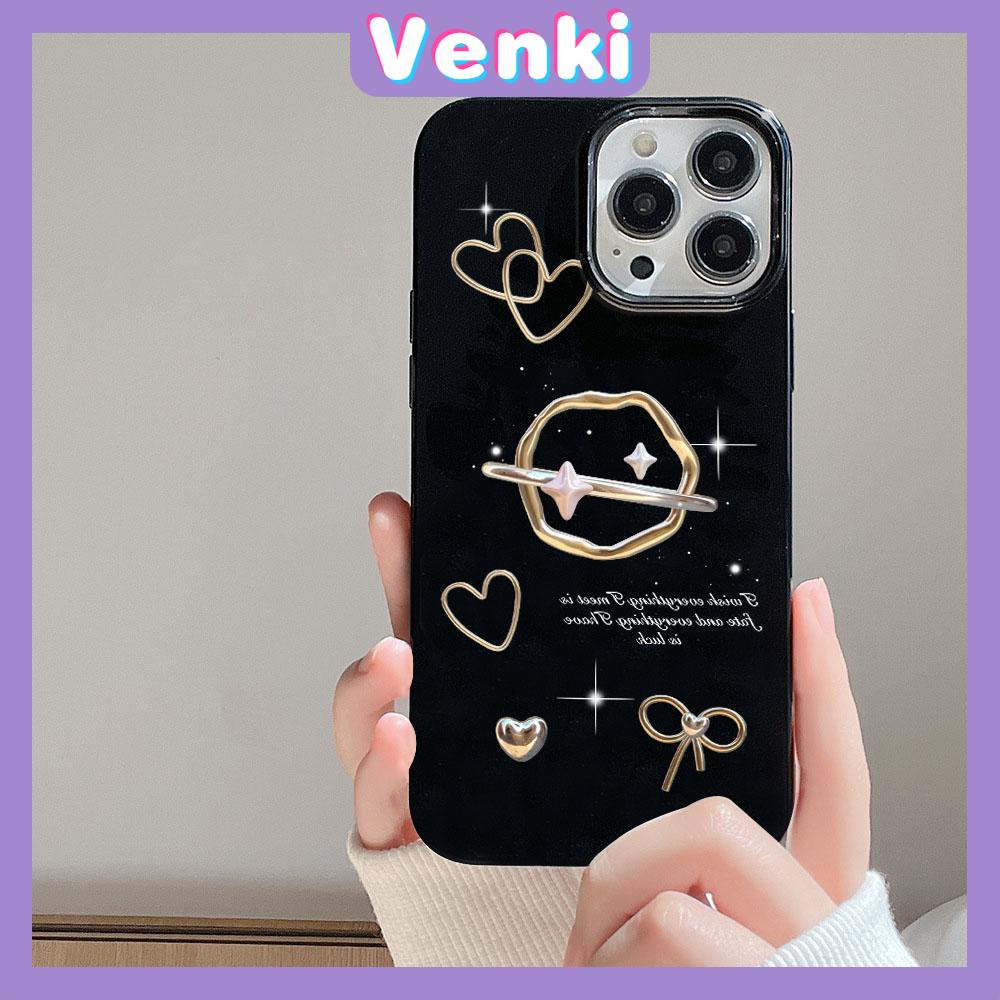 VENKI - For iPhone 11 iPhone Case Black Glossy TPU Soft Case Shockproof Protection Camera Cute Love Bow Compatible with iPhone 14 13 Pro max 12 Pro Max xr xs max 7Plus 8Plus