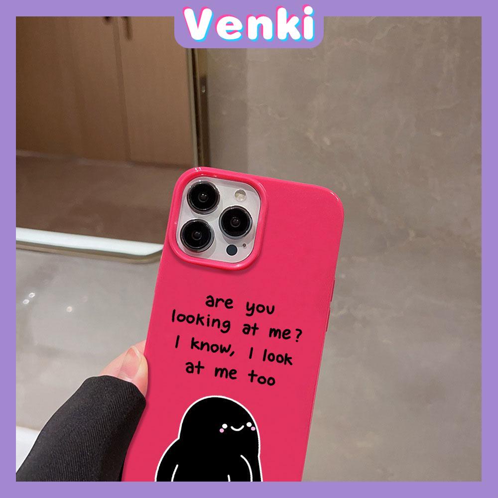 VENKI - For iPhone 11 iPhone Case Red Glossy TPU Soft Case Shockproof Protection Camera English Cartoon Character Compatible with iPhone 14 13 Pro max 12 Pro Max xr xs max 7 8Plus