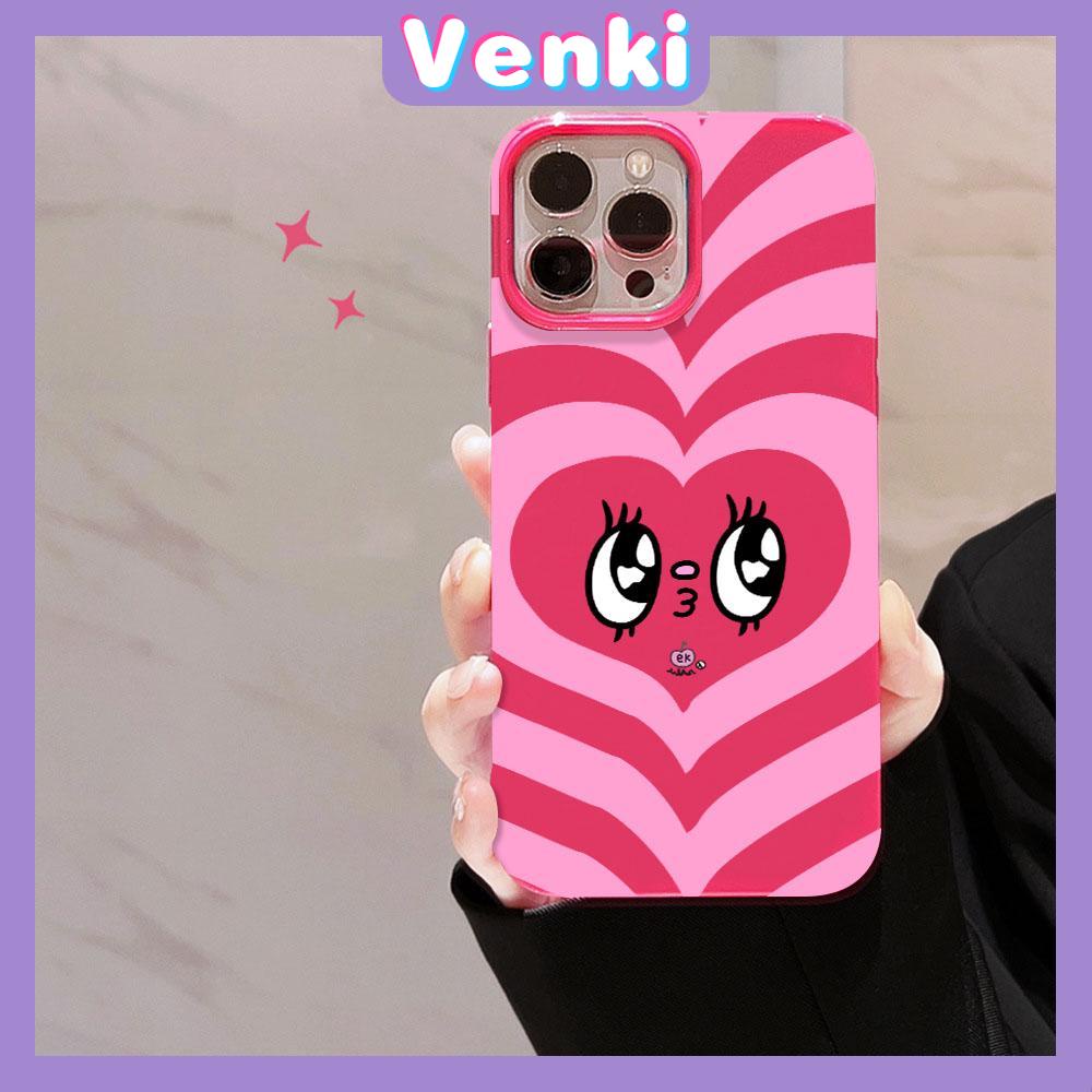 VENKI - For iPhone 11 iPhone Case Red Glossy TPU Soft Case Shockproof Protection Camera Cute Pink Heart Compatible with iPhone 14 13 Pro max 12 Pro Max xr xs max 7 8Plus