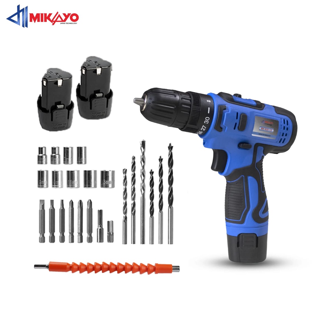 GRATIS ONGKIR!! [2BATRAI] J.LD/MIKAYO 12V-SET Bor Obeng Bor Baterai 12 Volt Charger Cordless Drill Charging