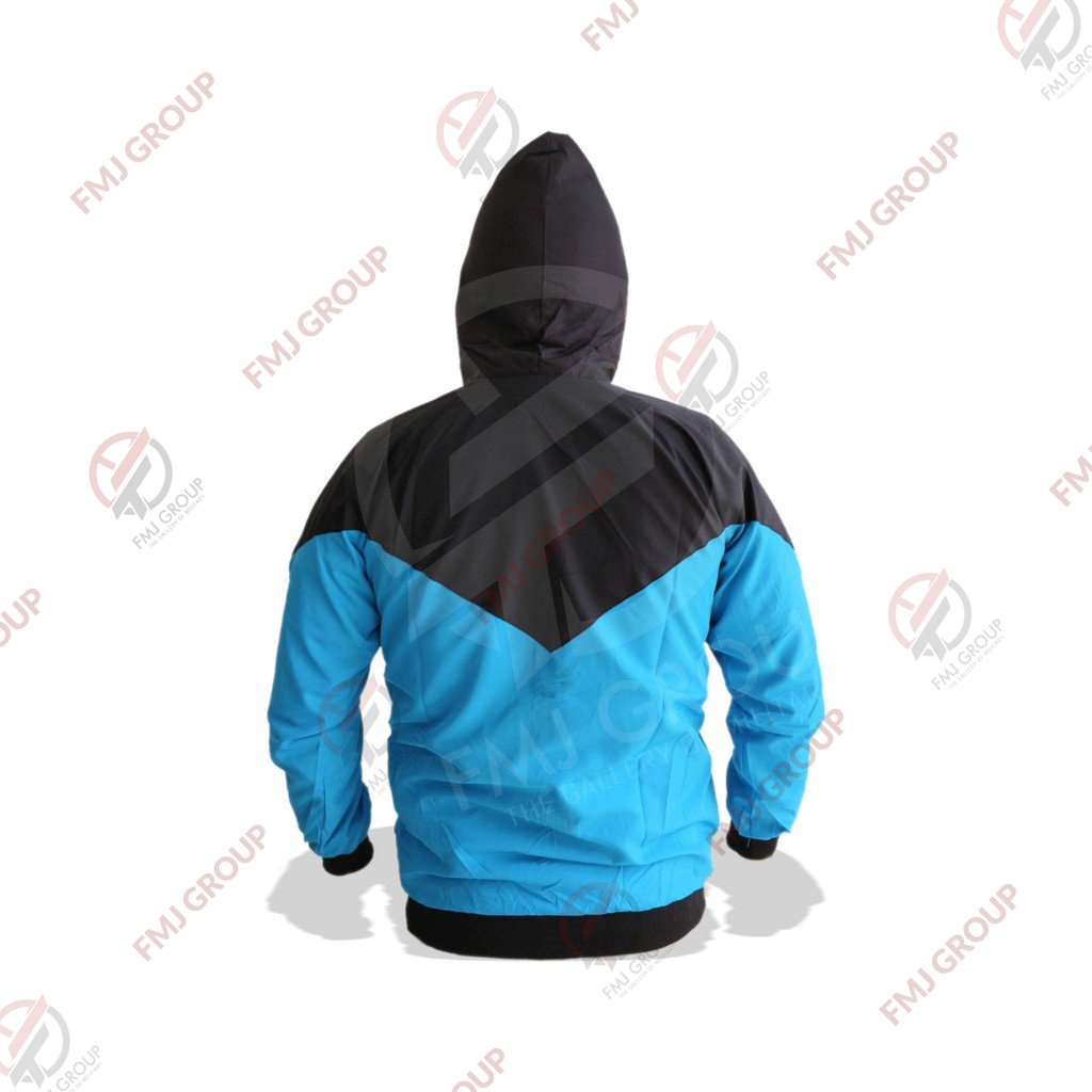 Jaket Windbreaker / Jaket Parasut / Jaket Hoodie INNOHONK Bahan Despo Premium Biru Tosca Kombinasi