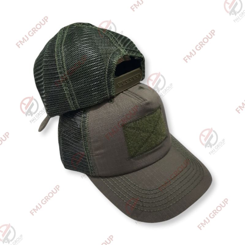 Topi Tactical Perekat Kombinasi Jaring Hitam, Krem, Abu, Hijau Olive/Pol PP