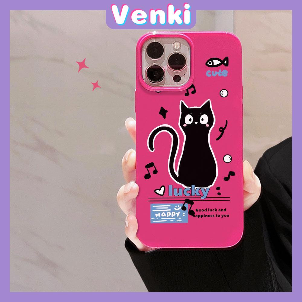 VENKI - For iPhone 11 iPhone Case Red Glossy TPU Soft Case Shockproof Protection Camera Cute Black Cat Compatible with iPhone 14 13 Pro max 12 Pro Max xr xs max 7Plus 8Plus